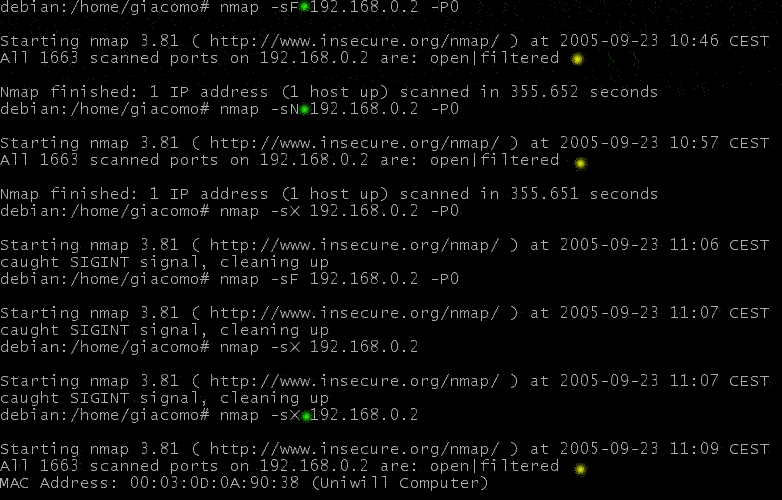 NMAP: fin null and Xmas scanning